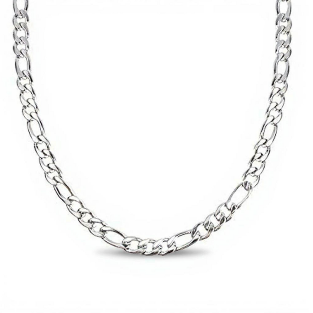 Figaro Chain Necklace Incredible Chic in 14K White Gold – 5mm, Unisex (18", 20", 22") - Incredible Chic Collections® LLC