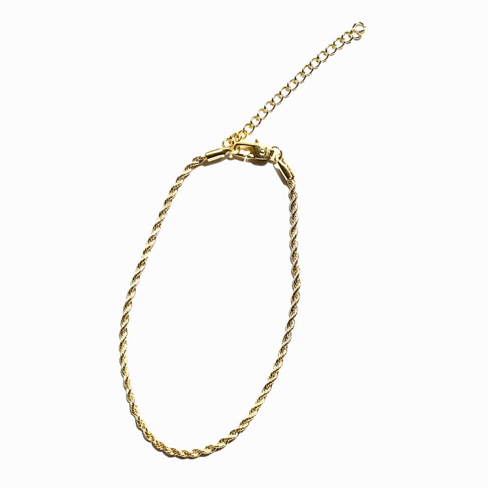 24K Miami Rope Cuban Anklet Bracelet Gold Plated (8–10”)