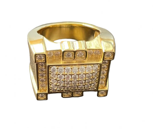 10k Men's Square Cluster Ring with 1-1/2 Cttw Moissanite - Size 7-12.5 - Incredible Chic Collections™ LLC