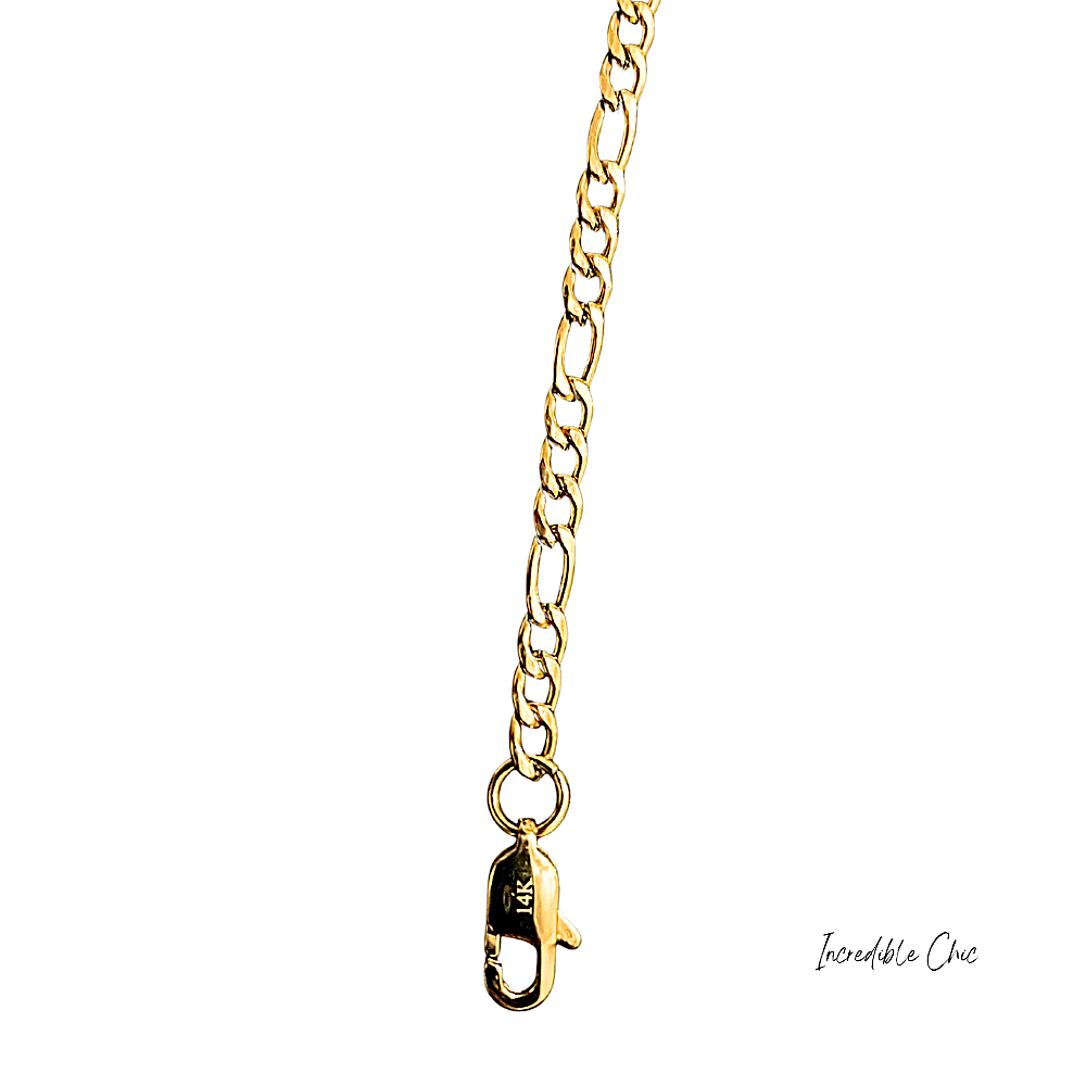 Figaro 4mm 14K Gold Chain Necklace Jewelry Plated Clasp Men/Women Life Time USA Made Gift 22 Inches - Incredible Chic Collections™ LLC
