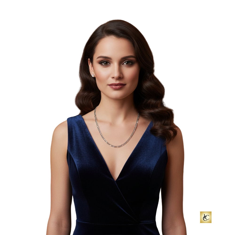 Classic Figaro Chain in 14K White Gold: Timeless style, Unisex – 22 inches - Incredible Chic Collections® LLC