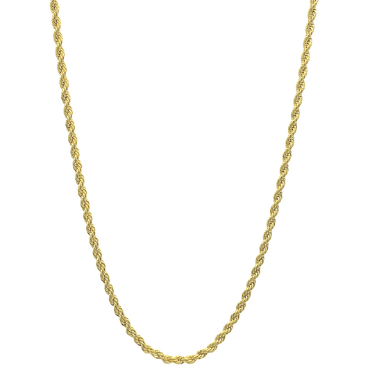 Real 18k Rope Chain 3MM Yellow Gold Rope Chain 18", 20" Necklace - Incredible Chic Collections™ LLC