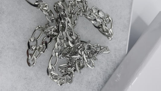 14k White Gold Figaro Chain: Strong Clasp, Unisex Jewelry, Gift - Available in 20", 22", 24",28"