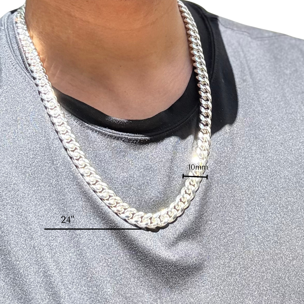 ¡NUEVO! Dubai Collections Cadena de eslabones cubanos Miami de 24 quilates, 10 mm, superposición de oro premium pesado y sólido real 