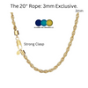 24K Gold Rope Chain Style Cross Pendant Necklace Solid Clasp for Men,Women,Teens Thin for Charms Miami Cuban Link Diamond Cut- 2.5mm 18” 22” 24”, 3mm 20” - Incredible Chic Collections™ LLC