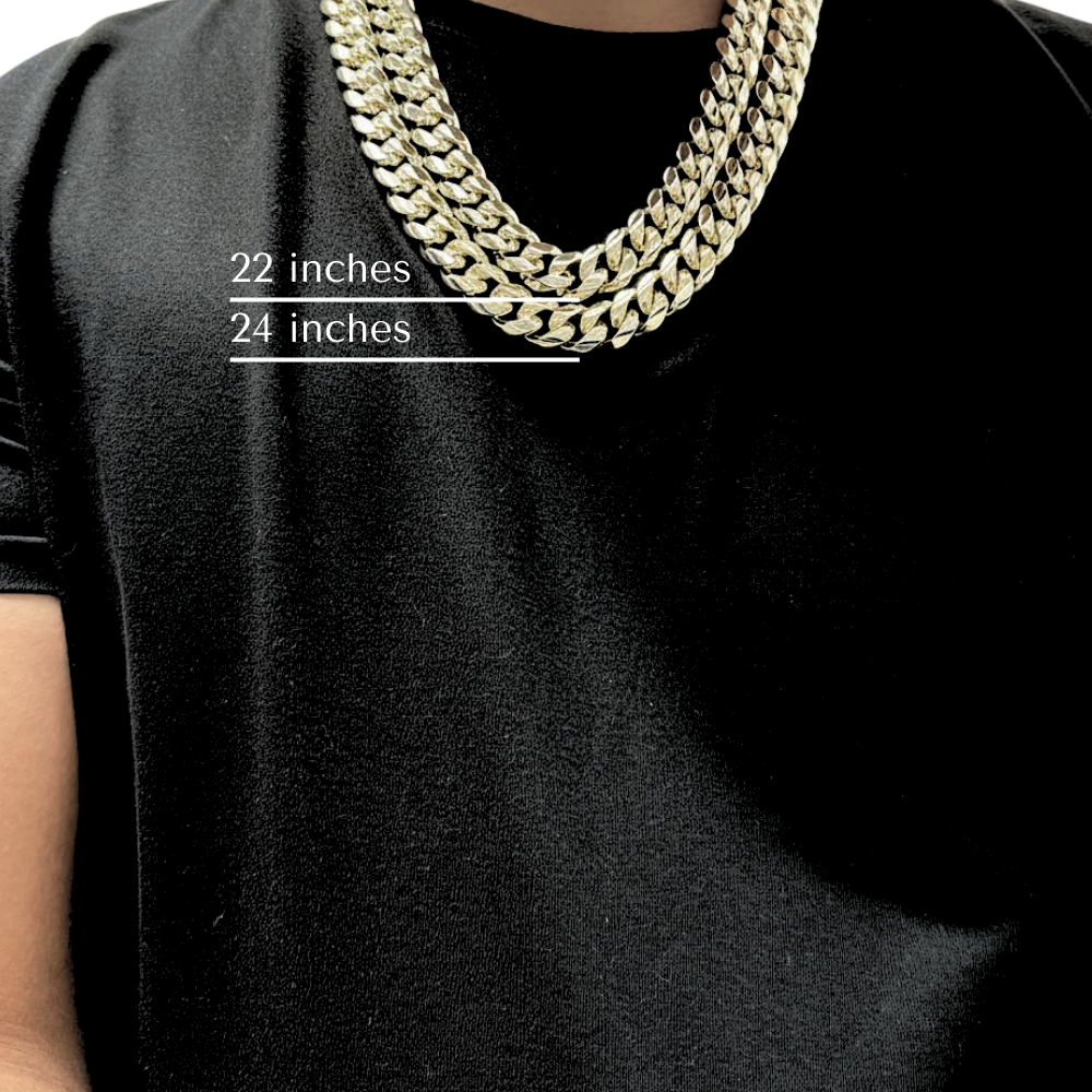 Dubai Collections Enlace curb de 14 mm, enlace cubano de oro de Miami (26")