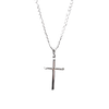Stunning 14K/24K White Gold Cross Pendant on 4mm Figaro Chain. Versatile Fashion Jewelry – Wear Solo or with Pendant. 22 Inches.