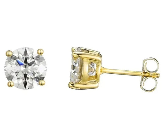Stunning 14K Gold 1ct Moissanite Solitaire Stud Earrings in 925 Silver – The Perfect Birthday or Anniversary Gift. - Incredible Chic Collections™ LLC