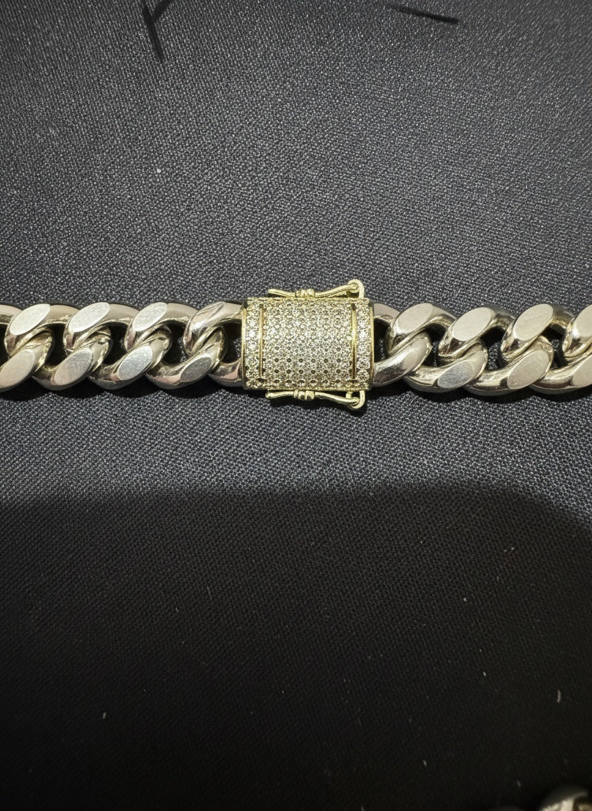 ¡NUEVO! Dubai Collections Cadena de eslabones cubanos Miami de 24 quilates, 10 mm, superposición de oro premium pesado y sólido real 