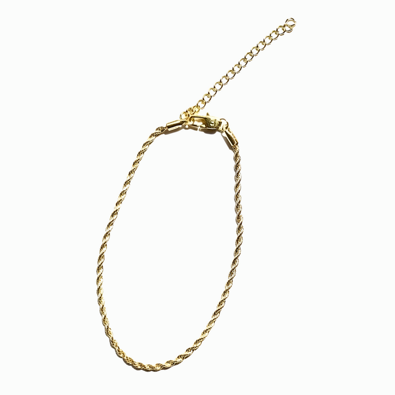 24K Miami Rope Cuban Anklet Bracelet Gold Plated (8–10”)