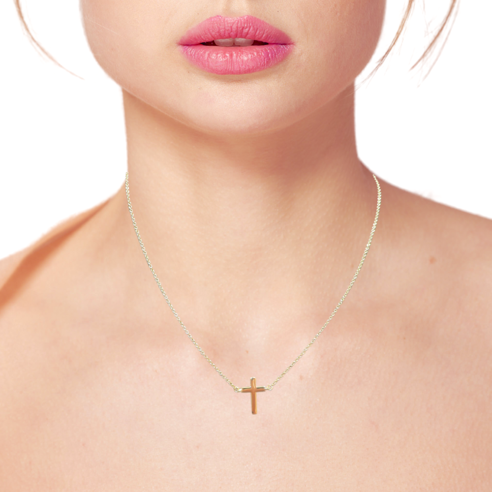 Incredible Chic 14K Gold Tiny Cross Necklace – Dainty and Elegant Gift for Her (18 Inches)