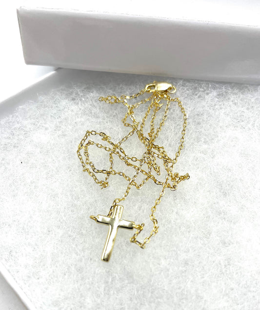 14k gold Cross Necklace, Gold Cross Necklace, Tiny Cross Necklace, Dainty Necklace, Dainty Cross Necklace, Small Cross Necklace - 18" - Incredible Chic Collections™ LLC