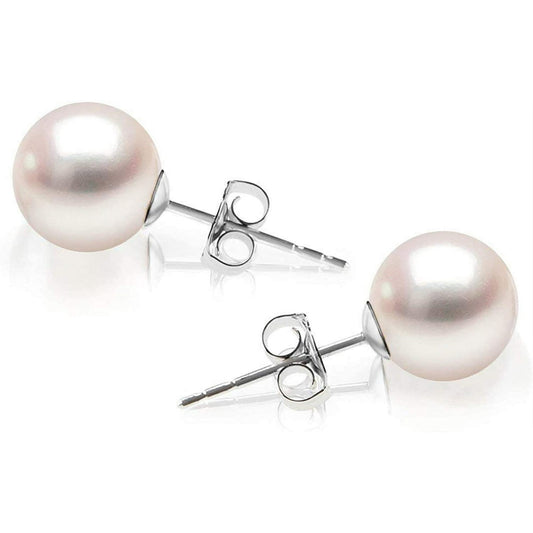 Round White Freshwater Real Pearl Earrings for Women - 925 Silver Stud Earrings | Hypoallergenic Earrings with Genuine Cultured Pearls - Incredible Chic Collections™ LLC