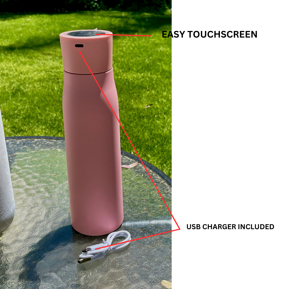 New Smart Water Bottle 17 oz UV Self-Cleaning Sterilization Vacuum Insulated Stainless Steel, 17oz, Touch Screen, Pink or White - Incredible Chic Collections™ LLC