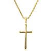 24K Gold Rope Chain Style Cross Incredible Chic Collections Pendant Necklace Solid Clasp for Men,Women,Teens Thin for Charms Miami Cuban Link Diamond Cut- 3mm 18", 20”