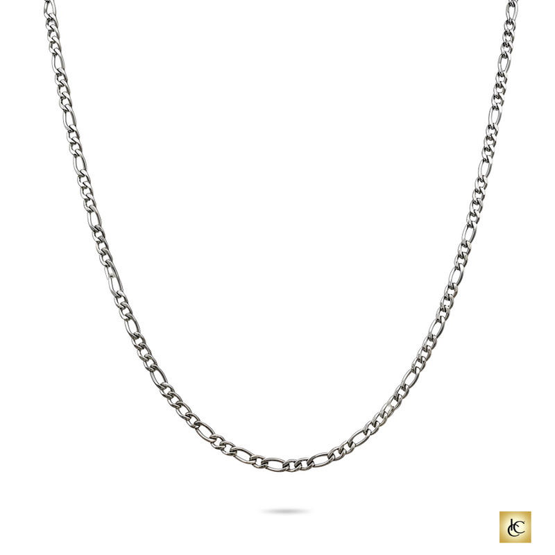 Classic Figaro Chain in 14K White Gold: Timeless style, Unisex – 22 inches