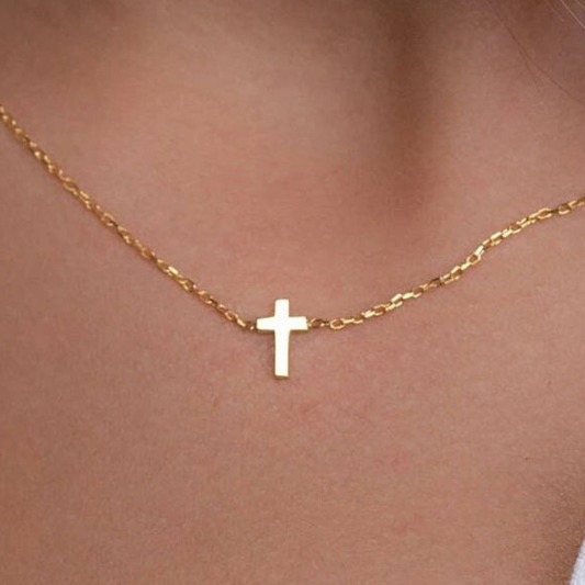 Chic 14k Gold Cross: Tiny Cross Necklace, Dainty Necklace, Ideal Gift for Her - 18" - Incredible Chic Collections™ LLC