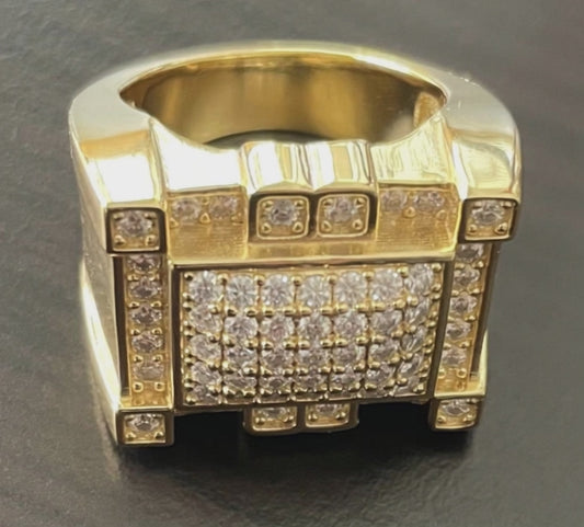 10K Gold Men’s Square Cluster Ring with 1.5 CTTW Moissanite – Sizes 7–12.5 (Made to Order)