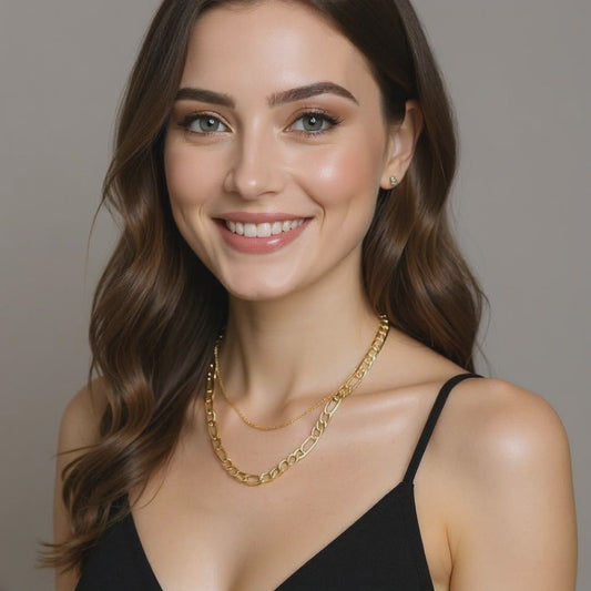 Incredible Chic Figaro Chain Necklace in 14K Yellow Gold, 4mm – 22" Unisex