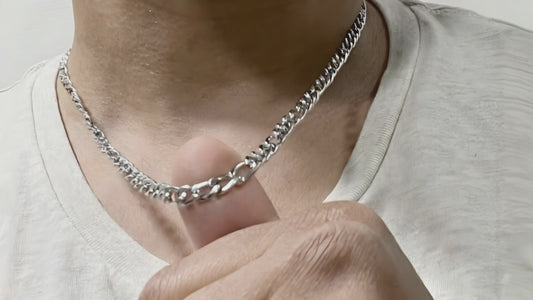 Figaro Chain Necklace Incredible Chic in 14K White Gold – 5mm, Unisex (18", 20", 22")