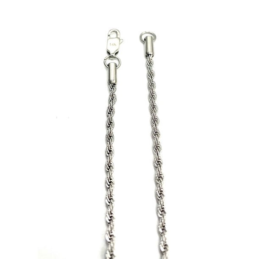 14K White Gold Crucifix Cross Charm Pendant with 14K White Gold Rope Necklace, Diamond Cut Fine Jewelry, Great Gift for Men & Women for Any Occasion 20" - Incredible Chic Collections™ LLC