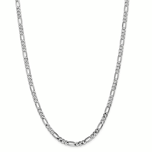 14k Figaro Chain 5mm 14k White Gold Necklace Women Men Jewelry Strong Solid Clasp Gift with Lobster Plated Clasp 20",22",24" - Incredible Chic Collections™ LLC