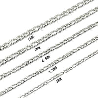 14k Figaro Chain 5mm 14k White Gold Necklace Women Men Jewelry Strong Solid Clasp Gift with Lobster Plated Clasp 20",22",24"